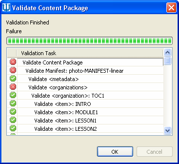 Além disso, o Software Trident efetua análises e informa se determinado Objeto está de acordo com o modelo SCORM (Ilustração 10).