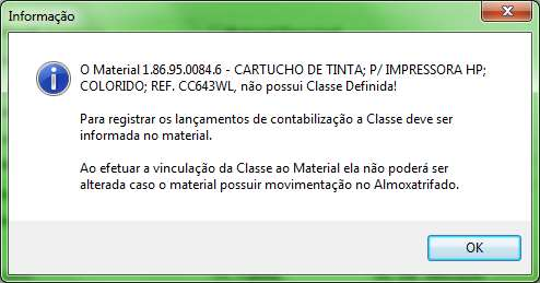 Para efetuar a alteração dos dados do material o usuário deverá clicar no botão Alterar. Serão liberados os campos para se efetuar a alteração.