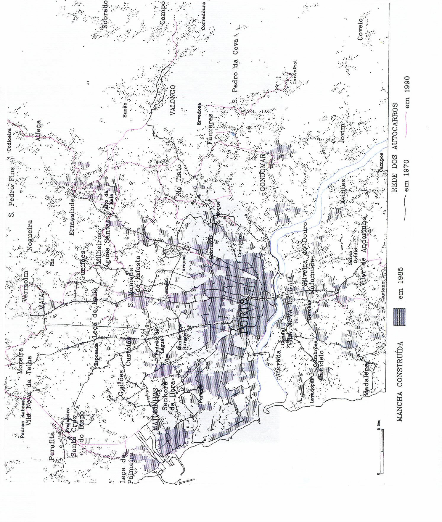 Fonte: PACHECO, Elsa m. Teixeira Os Transportes colectivos rodoviários no Grande Porto. Coimbra: FLUC, 1993, fig. 9. Tese de Mestrado Fig.