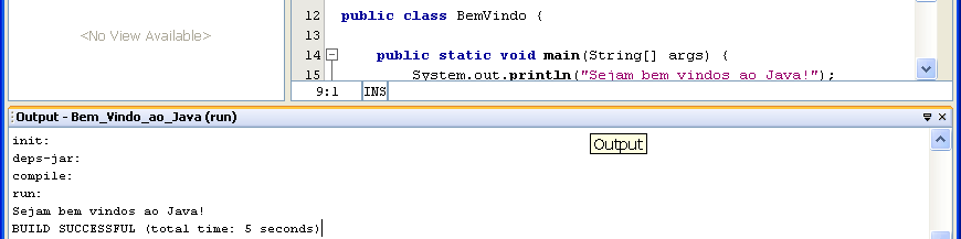 Para verificar a localização deste arquivo basta abrir a janela Files e expandi-la (Bem Vindo ao Java/build/classes/bemvindoaojava/ BemVindo.class) como mostrado na Figura 6.