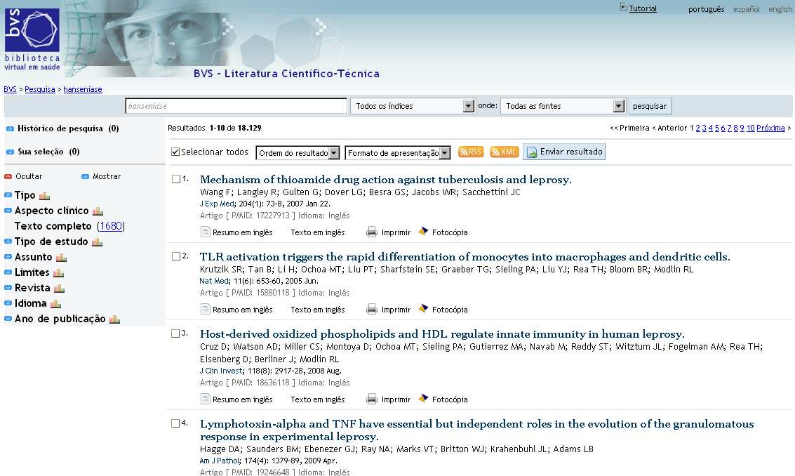 4.2 Atualização da Interface de pesquisa Este subprojeto prevê a atualização da interface de pesquisa na BVS Homeopatia utilizando o iahx.