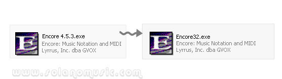 Atenção! O problema mora aqui. Este tradutor só aceita como destino final o encore cujo nome seja Encore32.exe, único e exclusivamente ele.