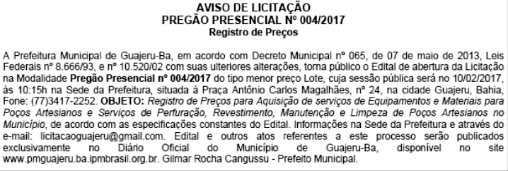 Janeiro de 2017 PREFEITURA