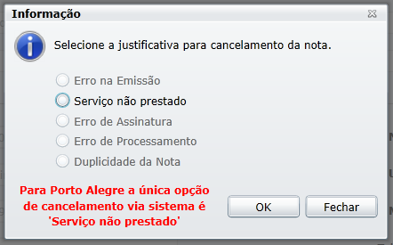 Ao cancelar, a situação da nota no Gerenciar passará para