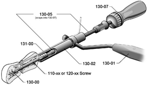 7. A Ponta de Chave de Parafuso adaptável a máquina de furar (130-06) é inserida no Cabo para 130-05 & 130-06 (colocar 130-06 no 130-07) e é usada para elevar um Parafuso do comprimento correto do