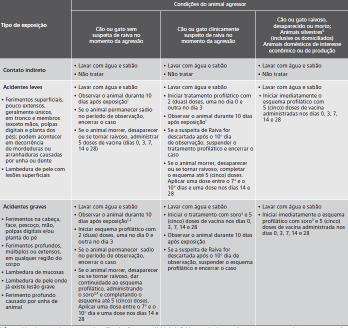 Profilaxia no Atendimento Antirrábico Humano Pós Exposição Fonte: