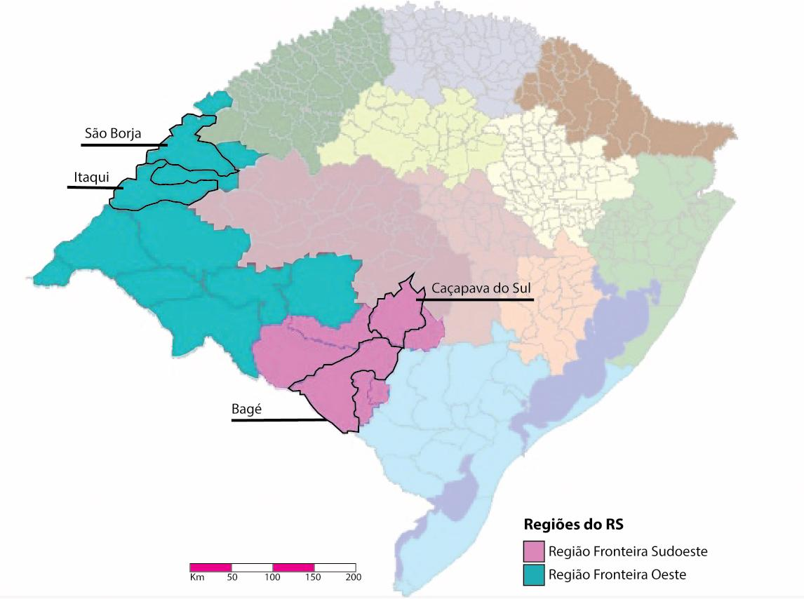 pava do Sul, Dom Pedrito, Itaqui, Jaguarão, Santana do Livramento, São Borja, São Gabriel e Uruguaiana no período compreendido entre 2000 e 2010.