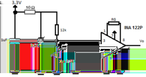 com a queda de tensão advinda do divisor de tensão, ou seja, a queda de tensão proveniente no sensor. É utilizado um resistor entre os pinos 1 e 8 para cálculo do ganho.