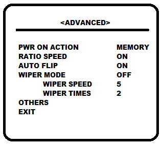 ALARM LINKAGE: Ative / Desative (ON / OFF) o link da entrada de alarme com alguma ação (Preset). ALARM 1: Configure a ação de preset (1-64), após a detecção do Alarme 1.