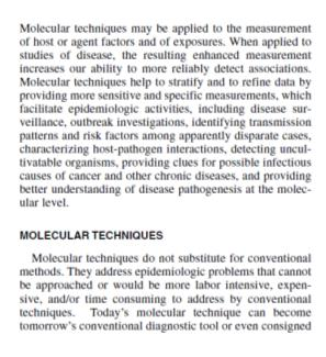 Epidemiologia Molecular Técnicas moleculares NÃO substituem