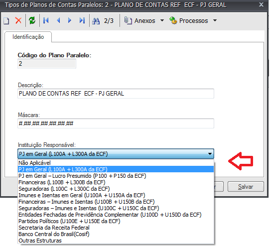 3. Registro I051 Plano de Contas Referencial Foram criadas novas opções para o campo Código da instituição responsável pela manutenção do plano de contas referencial, conforme tabela publicada pelo