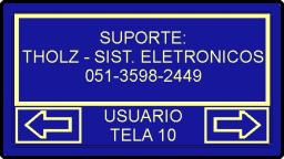 Ajustável de: DOM Domingo; SEG Segunda; TER Terça; QUA Quarta; QUI Quinta; SAIR SEX Sexta; SAB Sábado. SUPORTE. Mostrar o nome e telefone de suporte configurado no controlador. Obs.