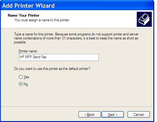 19. Na caixa de texto Printer name (Nome da impressora) em Name Your Printer (Nome da sua impressora), digite um nome para a