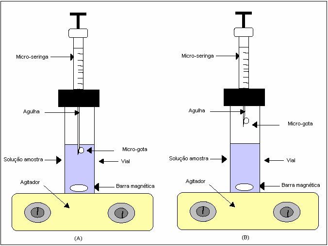 Capítulo 2: Revisão Bibliográfica 12 Figura 2.1 Desenho esquemático demonstrando os modos de extração em SDME: (a) extração direta, (b) extração no headspace.