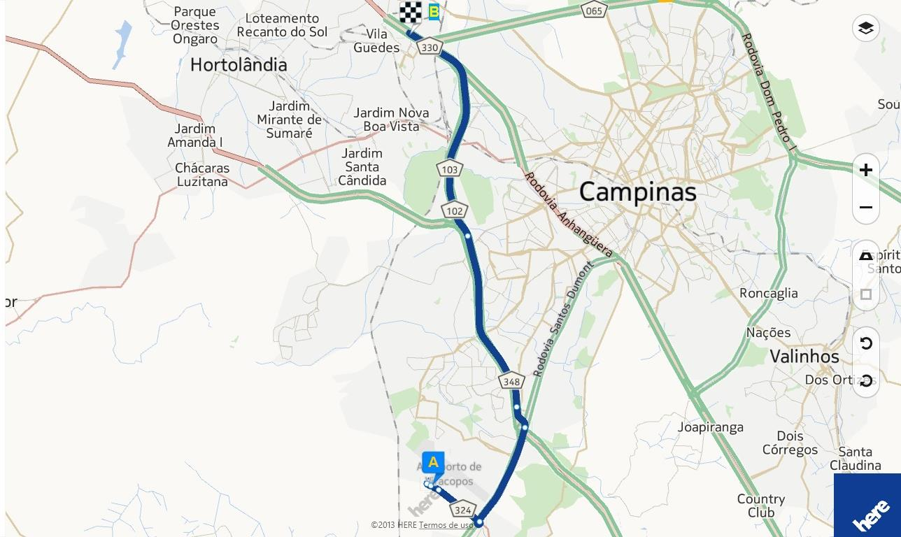 9 1. Saindo de Viracopos, pegar a Rodovia Santos Dumont, e em seguida a Rodovia Adalberto Panzan