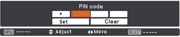 Funcionamento básico Introduzir um código PIN Utilize os botões apontadores para introduzir um número.