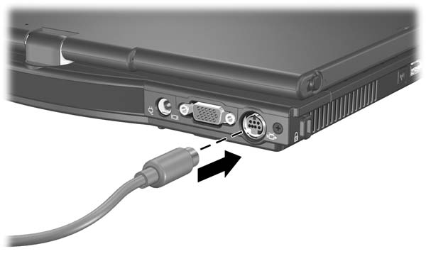 Hardware multimídia Para conectar um dispositivo de vídeo ao conector de saída de S-Video: 1. Conecte uma extremidade do cabo de S-Video ao conector de saída de S-Video no computador. 2.
