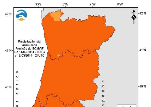 3. Previsão para Portugal Continental Para os próximos 5 dias não se prevê a ocorrência de precipitação em todo o território do Continente.