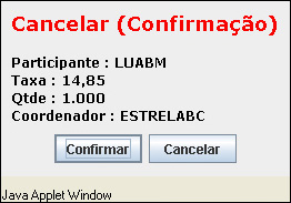 Ao clicar em determinada oferta, os campos são preenchidos com os valores da mesma para que o participante possa realizar o cancelamento.