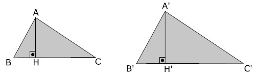 1) Razão entre áreas de dois triângulos semelhantes Teorema: Prova: