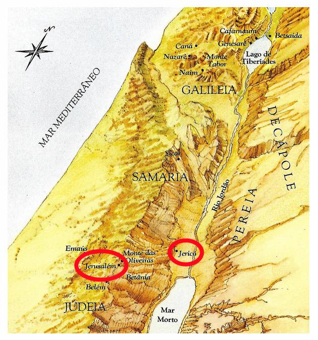 Indo-se de Jerusalém para Jericó, afinal sobe-se