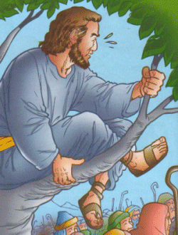Jesus na casa de Zaqueu (Lucas 19,1-10) E vivia nela um homem chamado Zaqueu, e era ele um dos principais entre os publicanos, e pessoa rica.