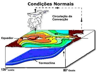 La Niña condições associadas Condições normais Normalmente, a TSM próxima à costa oeste da América do Sul