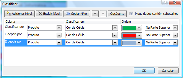 Atividade 7 Classificação por cores Objetivo : Utilizar cores como critério de classificação. Tarefa : Classificar os produtos mais vendidos através de codificação por cores.