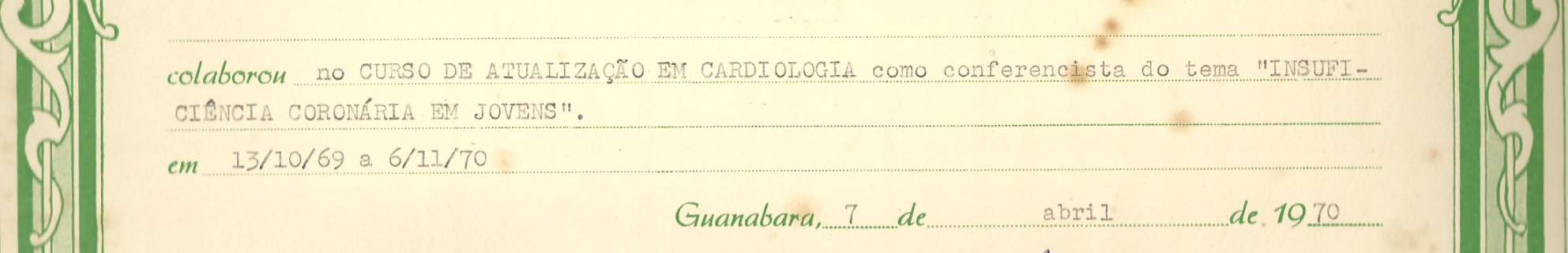 1970:Certificado - Estado da Guanabara Instituto Estadual de