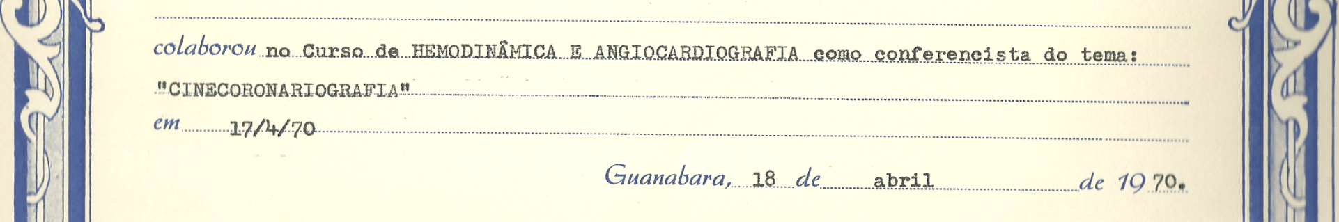 1970:Certificado - Estado da Guanabara Instituto Estadual de