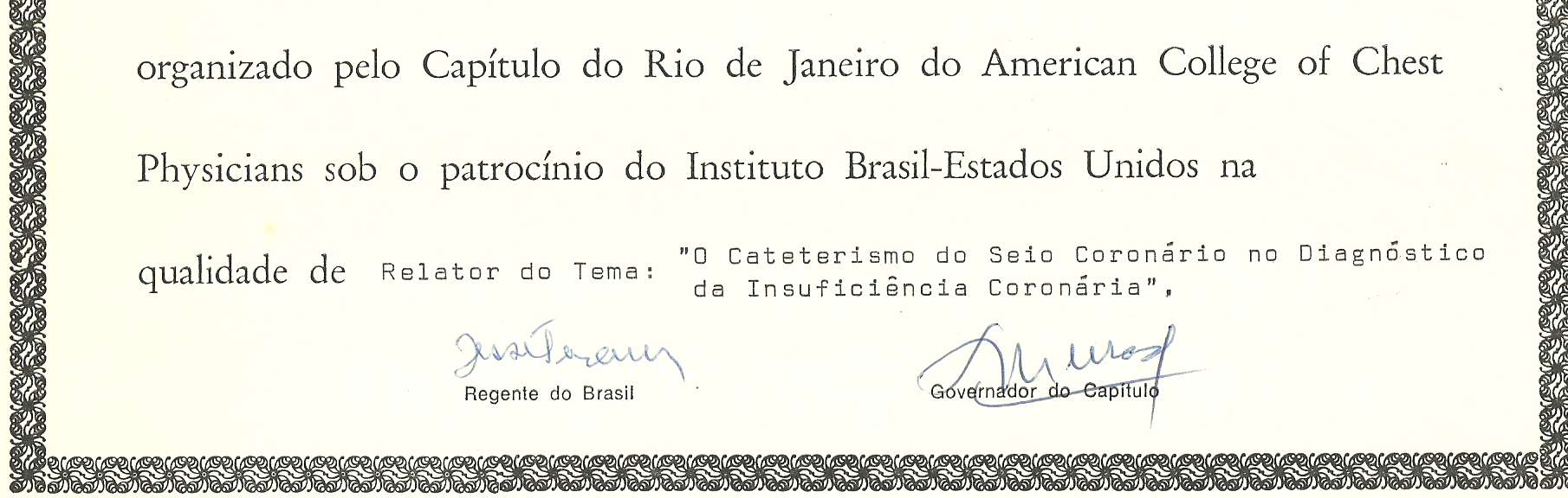 1971:Certificado II Encontro Internacional sobre Doença Torácicas O