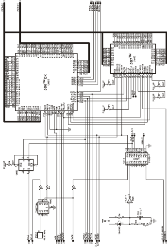 Sistema 386DX Endereçamento 386 Índice MOV EAX, [EBX+ESI*4+46] Base Deslocamento XCHG BX, [EBP+EDI*2] Escala,2,4,8 Base Índice Escala Deslocamento EAX ECX EDX EBX ESP EBP ESI EDI EAX ECX EDX EBX EBP