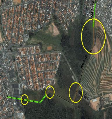 montante da faixa de dutos foram identificados para a avaliação de risco instalado em função da altura h do reservatório e a distância L desenvolvida do talvegue até a