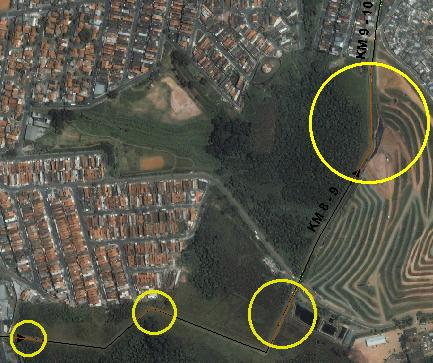 Queda de Blocos Susc. Rastejo Susc. Erosão Susc. Escorregamento Susc. Ação Antrópica Figura 4. Todos os seis mapas de suscetibilidade num trecho das faixas de dutos.