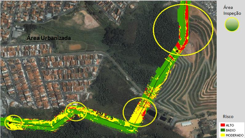 Figura 5. Mapa final de Riscos Geotécnicos em pequeno trecho. Os resultados obtidos neste trabalho corroboram com os resultados, da tese de Pinto (1991).