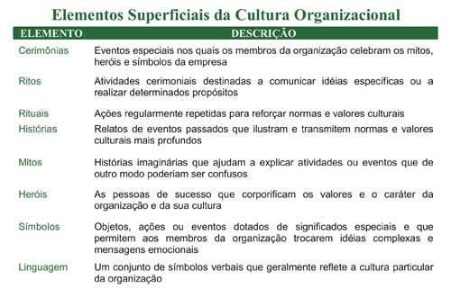 Artefatos O nível dos artefatos é formado pelos fenômenos que alguém vê, ouve e sente quando interage com um novo grupo, com uma cultura não familiar.