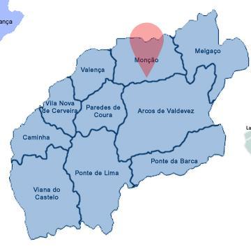 4 Enquadramento dos casos de estudo das águas termais de Monção e Gerês 4.1 Caso de estudo das Termas de Monção 4.1.1 Localização geográfica A região de Monção localiza-se a NW de Portugal (Figura 8), no distrito de Viana do Castelo.