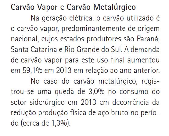 ANO: 2013 ANO: 2014 Fonte: Balanço Energético Nacional 2014 e 2015 Disponível em www.mme.gov.