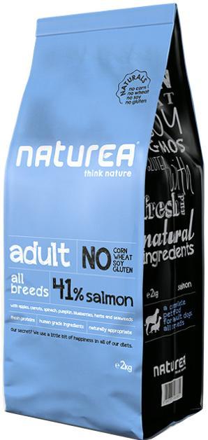 NATUREA ADULT SALMON & BROWN RICE A dieta rica em ácidos gordos essenciais por excelência, Naturea Naturals Salmon é uma alimentação que junta valores nutricionais elevados às vantagens clínicas de