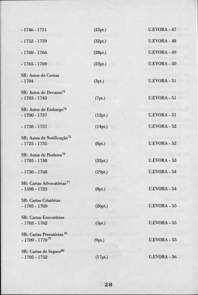 - 1746-1751 -1752-1759 -1760-1764 -1765-1769 SR: Autos de Contas - 1704 SR: Autos de Devassa 73-1703 - 1743 SR: Autos de Embargo 74-1700 -1737-1738 - 1757 SR: Autos de Notificação 75-1725 -1735 SR: