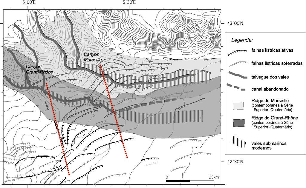 CARACTERÍSTICAS GERAIS DOS CANYONS Figura 3: Mapa estrutural da Margem Sul Provençal, apresentando os