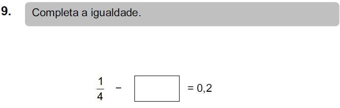 Cerca de 27% dos alunos respondem correctamente a este item e cerca de 4% apresentam uma estratégia adequada para calcular o subtractivo, mas não o calculam (respostas classificadas com código 1).