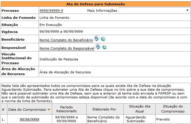 Para prosseguir, clique no link Data do Compromisso : Será apresentada