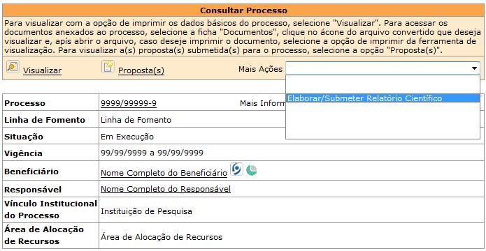 3.3. Auxílio à Pesquisa Para processos de Auxílio à Pesquisa, onde o Beneficiário do processo é também o próprio Responsável, a elaboração e submissão do relatório à FAPESP se dá em uma única etapa: