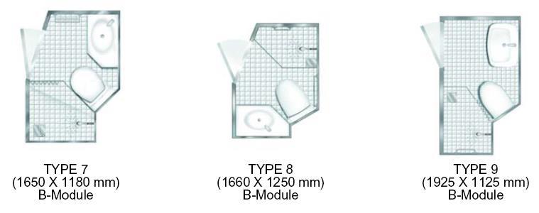 Instalações Sanitárias Modulares Em navios mercantes é comum a utilização de módulos préfabricados equipados com lavatório, sanita