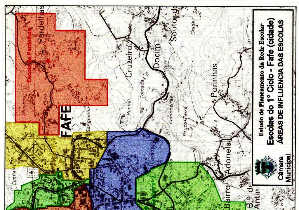 Carta Educativa Câmara Municipal de Fafe Gravura n 14 Áreas de influências das escolas do 1 Ciclo Fafe (cidade) Contudo, algumas