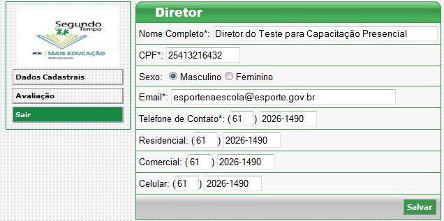 Cadastro do Diretor Confira seus dados com