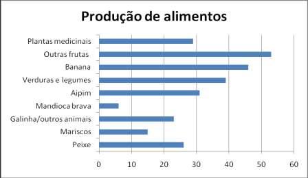 Figura 14 Alimentos produzidos (n=76 unidades domiciliares, Barra Grande)