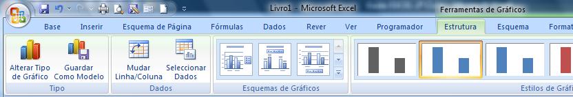 pretendido. Começa por seleccionar o friso Inserir. Depois, selecciona os valores que pretendes exibir num gráfico e clica no tipo de gráfico escolhido.