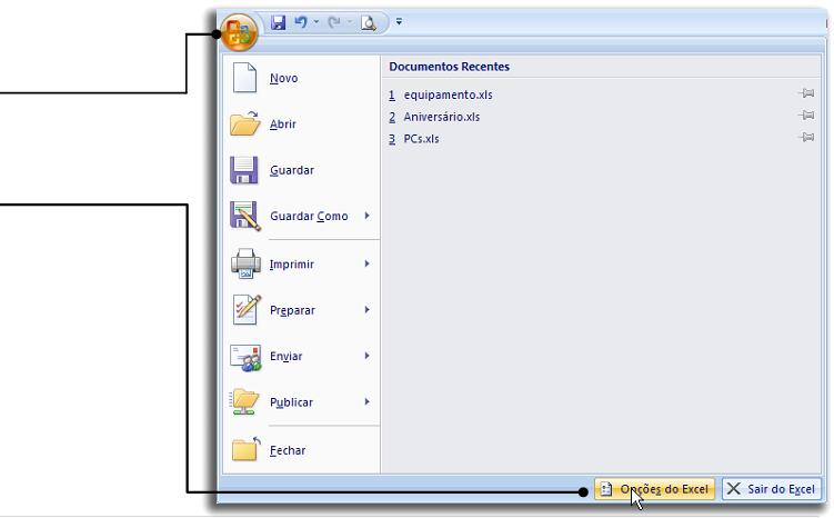 PERSONALIZAÇÃO DO EXCEL Como cada pessoa tem a sua forma de trabalhar, da mesma forma o Excel disponibiliza várias